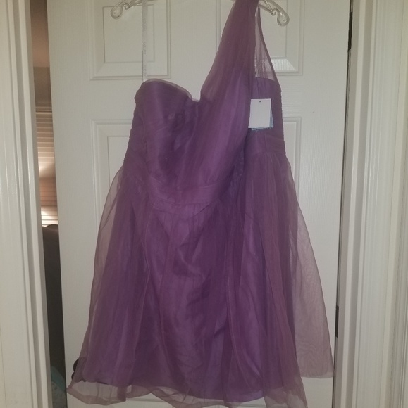Davids Bridal One Shoulder Tulle Dress - Picture 2 of 4